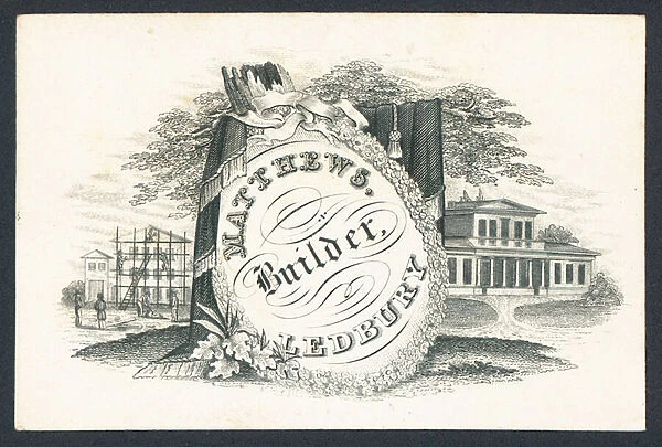 Matthews, builder, trade card (engraving)