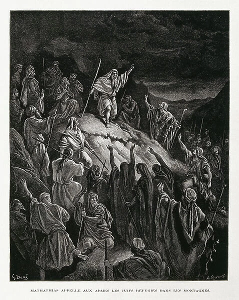 Matthias Appeals to the Jewish Refugees, Illustration from the Dore Bible, 1866