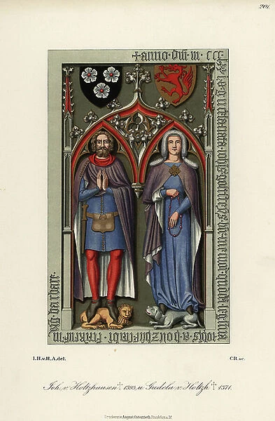 Mayor John Holzhausen and wife Guda, late 14th century, 1889 (chromolithograph)