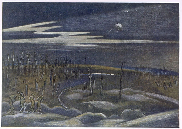 Meadow with Copse, from British Artists at the Front, Continuation of The Western Front, Part Three, Paul Nash, 1918 (colour litho)