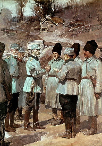 Medalgiving by king Ferdinand I of Romania, 1914-1918 (painting)