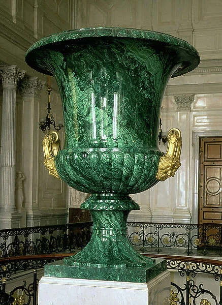 Medici vase designed by I.I. Galberg (1778-1863), Yekaterinburg Factory, 1839-42 (malachite)