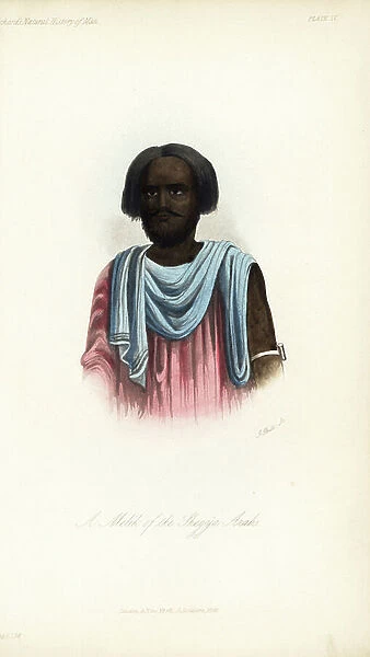 A Melik of the Shegya Arabs from the upper Nile. Handcoloured lithograph by J. Bull from James Cowles Prichard's Natural History of Man, Balliere, London, 1855