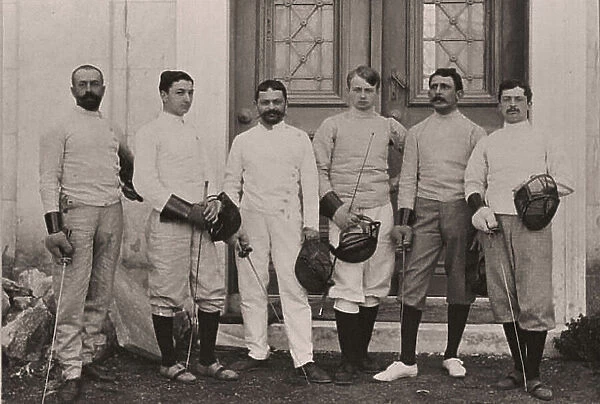 Members of the French and Greek Fencing teams at the Summer Olympics, Athens, Greece. 1896 (photo)