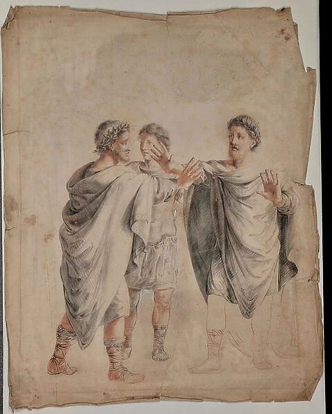 Three Men, 17th century (Chalk, Pencil)