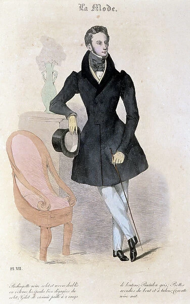 Mens fashion, 1829. Lithograph of Lemercier in 'La Mode', Volume I