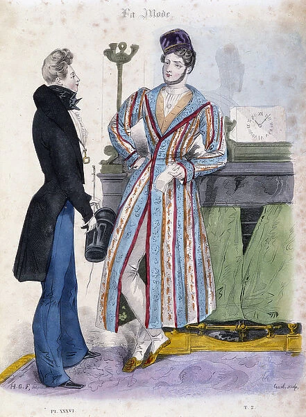 Mens fashion, 1830: dressing dress. Lithograph of Lemercier in '
