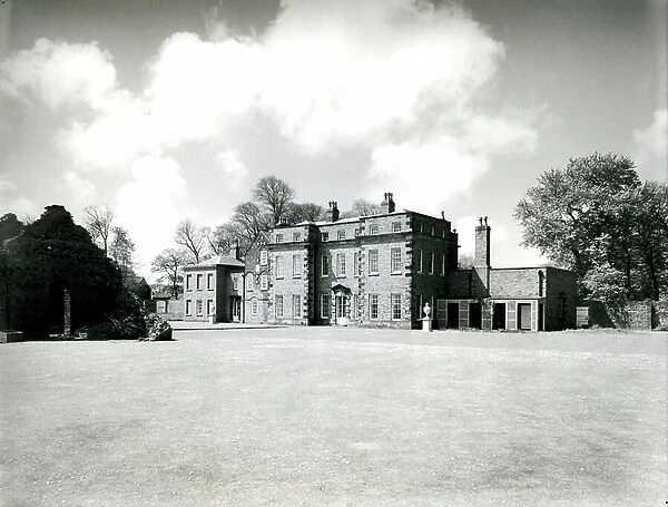 Meols Hall, exterior from the east, from 100 Favourite Houses (b / w photo)
