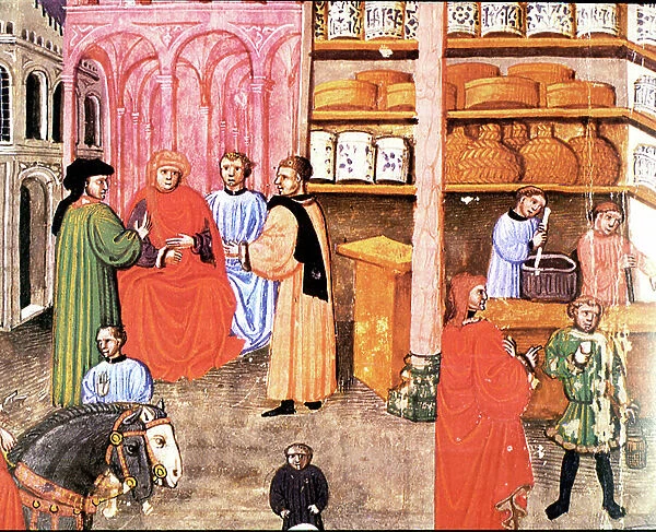 Merchants in a trade, 14th century