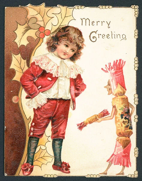 Merry Greeting Christmas card (chromolitho)