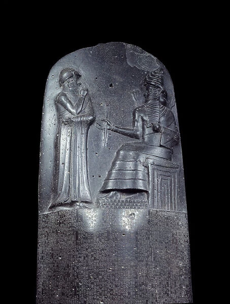 Mesopotamie: stele in diorite of the Code of Laws of Hammurabi (or Hammourabi)