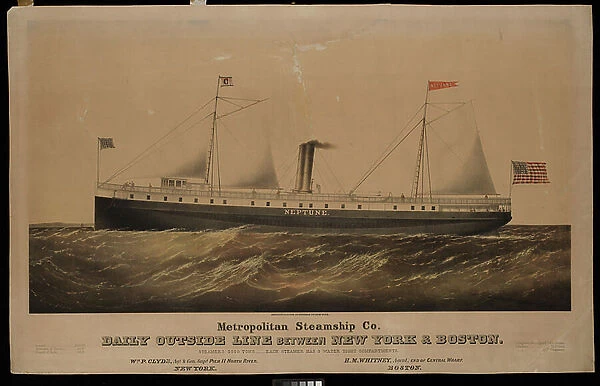 Metropolitan Steamship Co. daily outside line between New York & Boston... Neptune (lithograph, coloured)