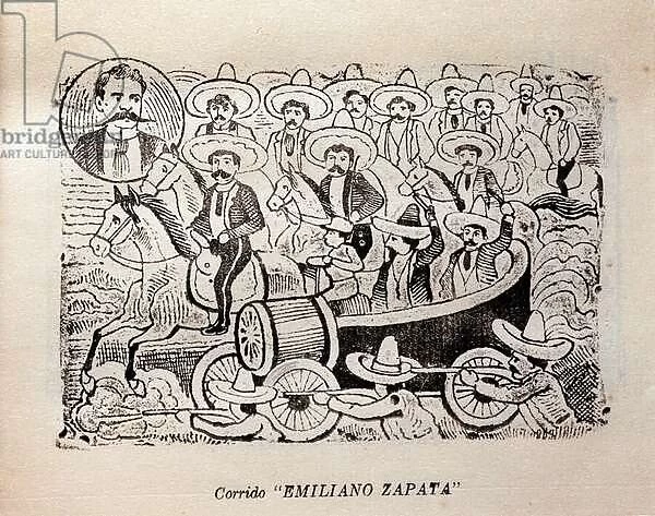 Mexico. Mexican Revolution 'Corrido Emiliano Zapata'(engraving)