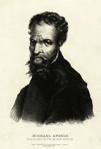 Michelangelo, from a print in the British Museum, 1827 (lithograph)