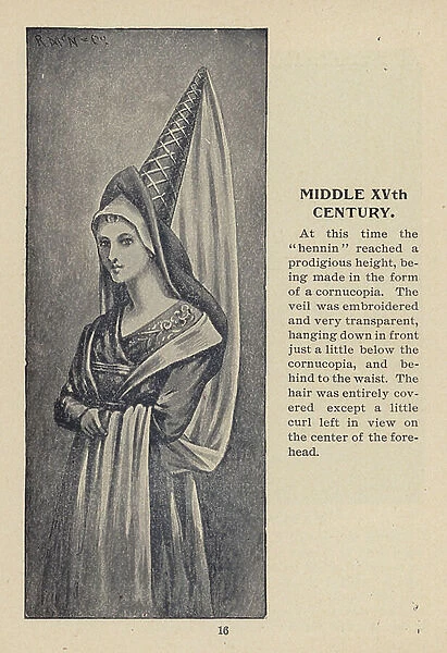 Middle XVth century women's headdress (litho)