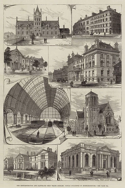 The Middlesbrough and Cleveland Iron Trade Jubilee, Public Buildings in Middlesbrough (engraving)