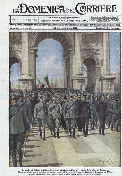 The Milan festivities at the Army and the Navy, on the anniversary of the Five Days (colour litho)