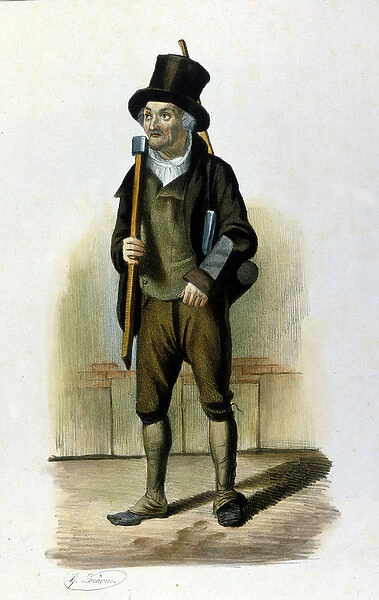 Milanese Metier: a wood cutter holding an axe in his hand