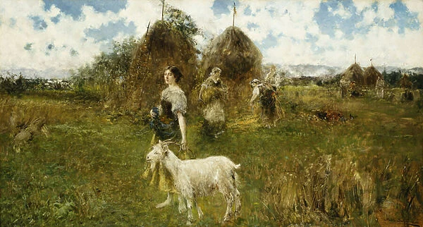 The Milk Maid, (oil on canvas)