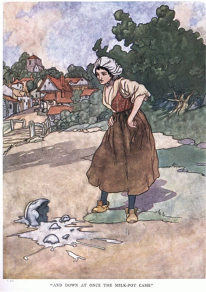 And down at once the milk-pot came, 1930s (colour litho)