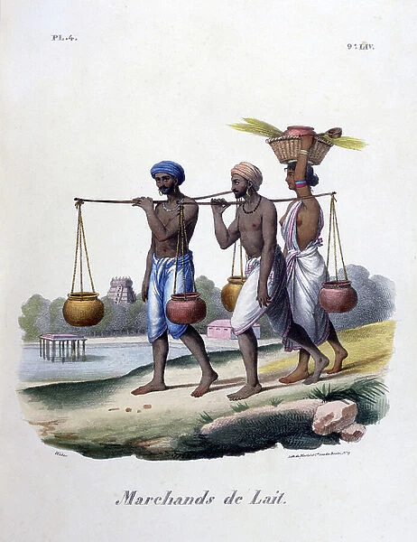 Milk sellers in India, 1828