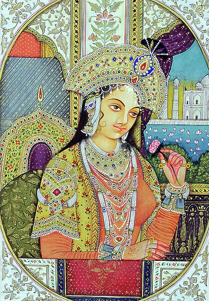 Miniature Painting of Mughul Queen Mumtaj India Asia