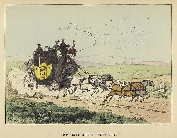 Ten Minutes Behind (coloured engraving)