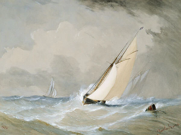Miranda Working in from the Weilingen Light Ship in a Heavy Wind - Ostend 1880