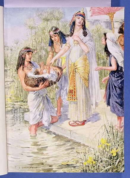 Miriam ventured to come closer, illustration from Through the Bible