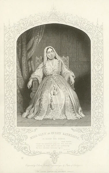 Miss Glyn as Queen Katherine in Henry the Eighth (engraving)