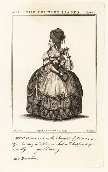 Miss Priscilla Hopkins in the character of Aura in Charles Johnsons The Country Lasses