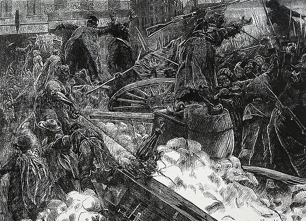 The mob at a Paris barricade, 1850