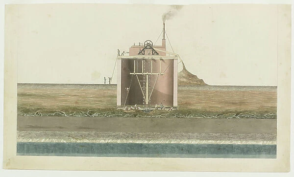 Mode of sinking the Shaft, c. 1818-39 (watercolour on paper)