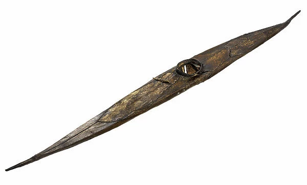 Model of a Caribou Inuit (Arctic) kayak, 19th century (wood, skin, leather)