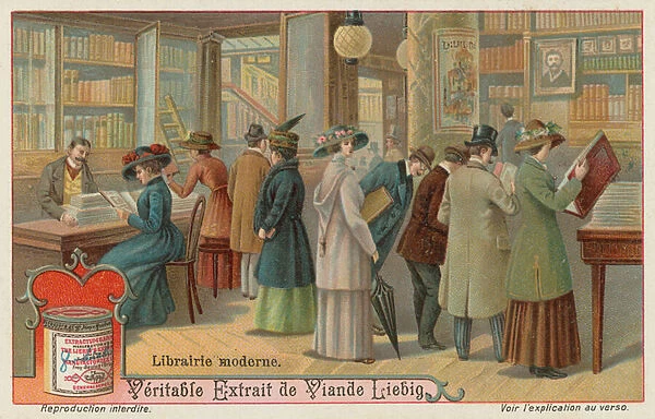 A modern bookshop (early 20th century) (chromolitho)
