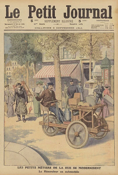 Modern street traders (colour litho)