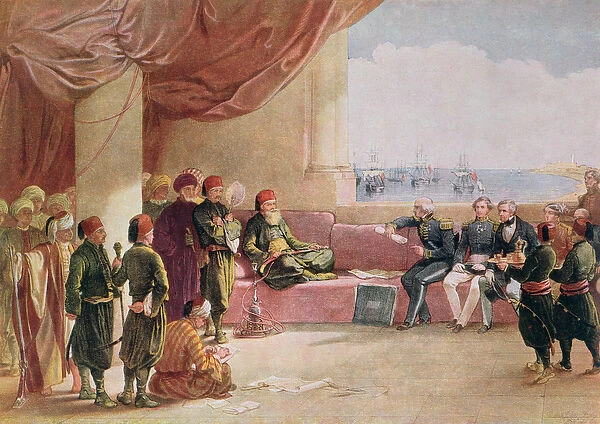 Mohamed Ali receiving envoys from Great Britain in his palace at Alexandria on May 12