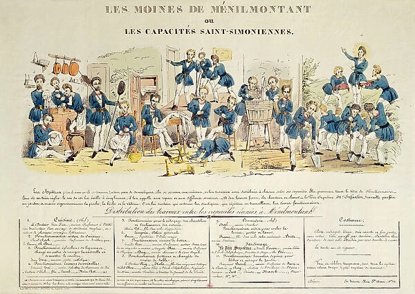 The Monks of Menilmontant or, The Saint-Simonien Capacities, 1820-30 (coloured engraving)