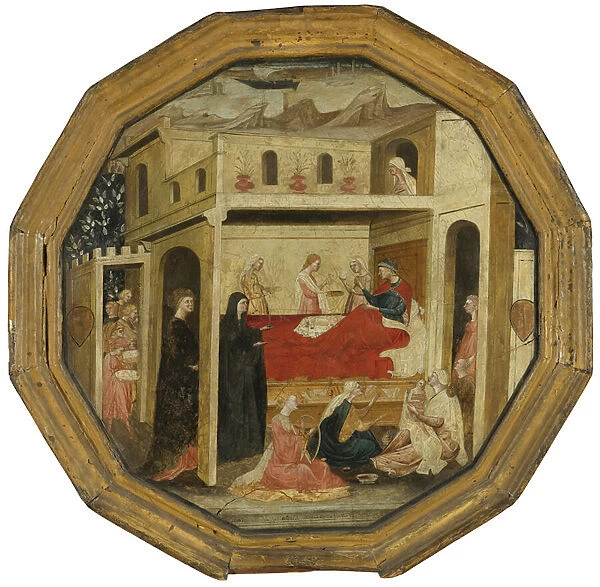 The Montauri Birth Tray, 25th April, 1428 (tempera, gilt & silver on panel)