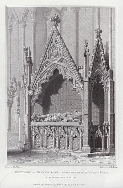 Monument of Gervase Alard, Admiral of the Cinque Ports, in the Church at Winchelsea (engraving)
