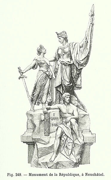 Monument to the Republic, Neuchatel, Switzerland (engraving)