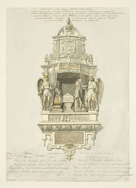 Monument to Robert Codrington, 1618, in Bristol Cathedral (pencil & w  /  c on paper)