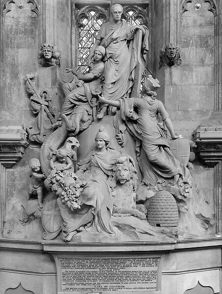 Monument to William Pitt the Elder, 1782 (marble) (b  /  w photo)