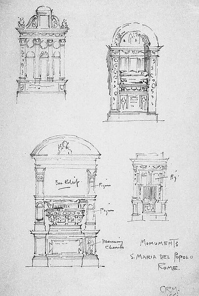 Monuments, S. Maria del Popolo, Rome, 1891 (pencil on paper)