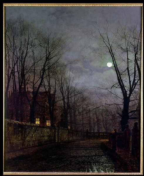 Moonlit Street Scene, 1882 (oil on canvas)