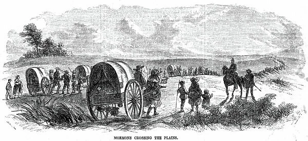 Mormons crossing America, 1856 (engraving)