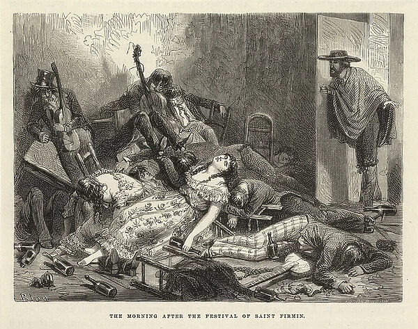 The morning after the Saint Firmin Festival, New York 1875 (engraving)