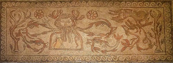 Mosaic flooring depicting the Greek and Roman God Oceanus