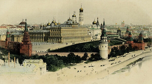 Moscow - general view of the Kremlin - early 1900s (illustration)