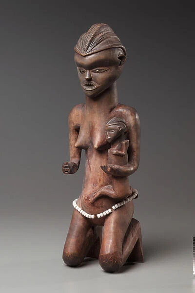 Mother-and-Child Figure, late 1800s-early 1900s (wood, metal, beads)